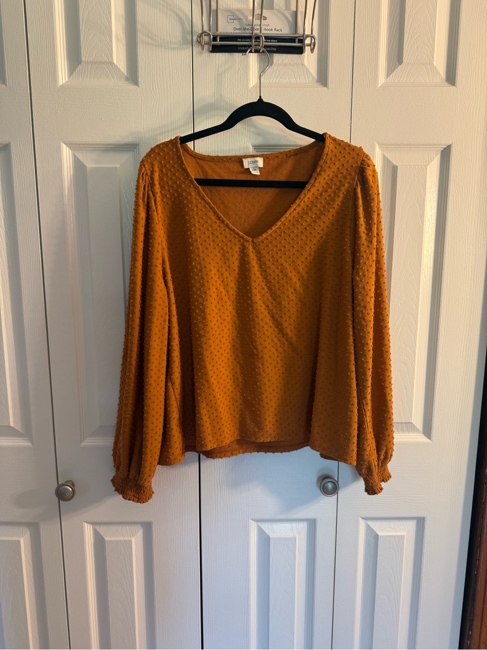 J. Crew Mustard Textured V-Neck Blouse